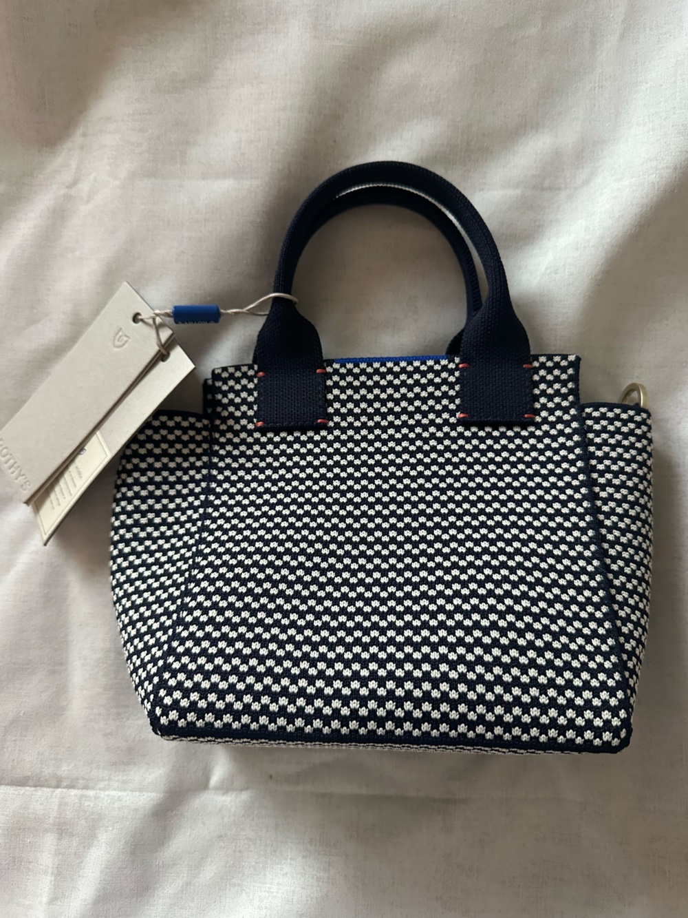Rothys Mini Handbag Maritime Weave Navy/White